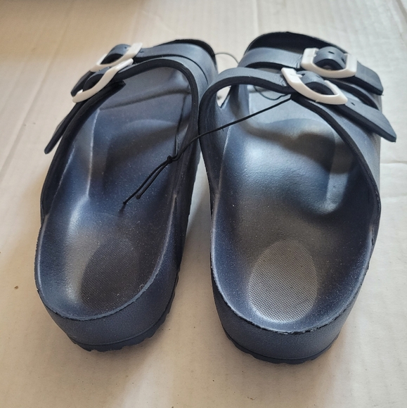 Blue Women's Sandals With Double Buckle Size 7 - Picture 3 of 6